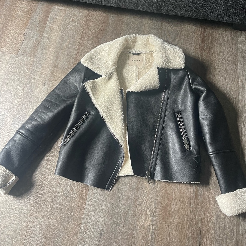 Blank NYC shearling and faux leather jacket